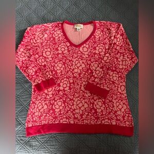 Talbots Floral Pink Sweater. Size XL.